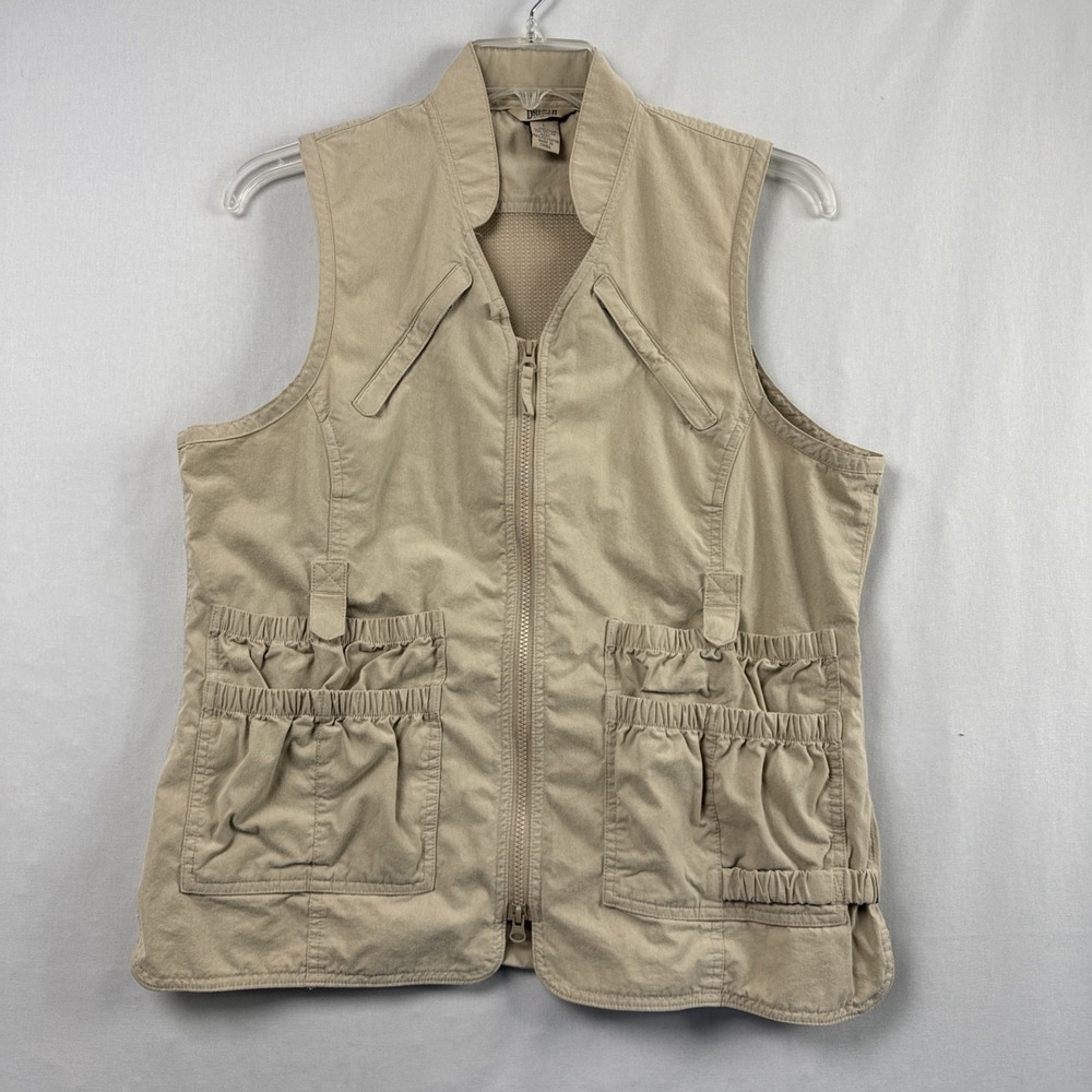 Duluth Trading Vest Mens Large Utility Full Zip Work Fishing Hiking Tan Gorpcore